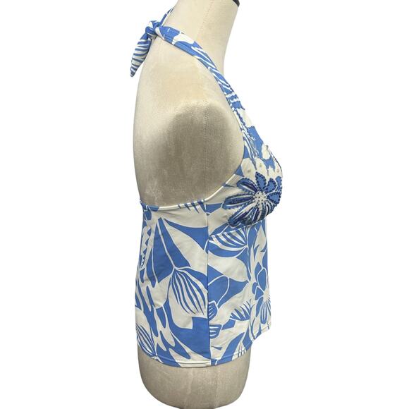 Tropical Resort Beaded Halter Swim Tankini Top La Blanca Size 12 - Picture 3 of 7